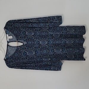 White House Black Market Teal And Black Tunic, Size Small